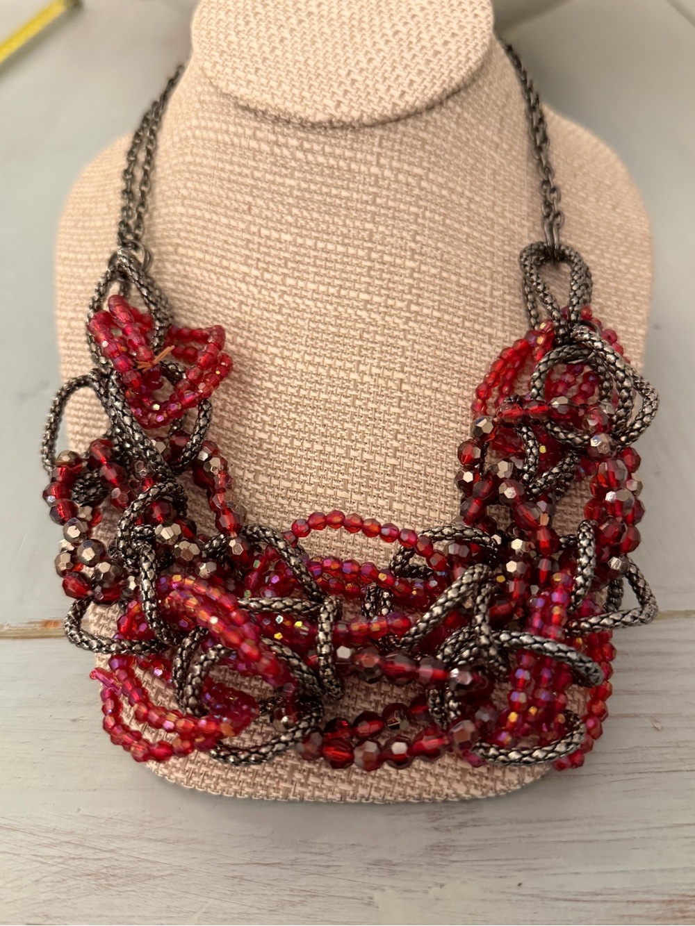 Red Beaded Multi-Strand Statement Necklace -  Women Jewelry  Talbots